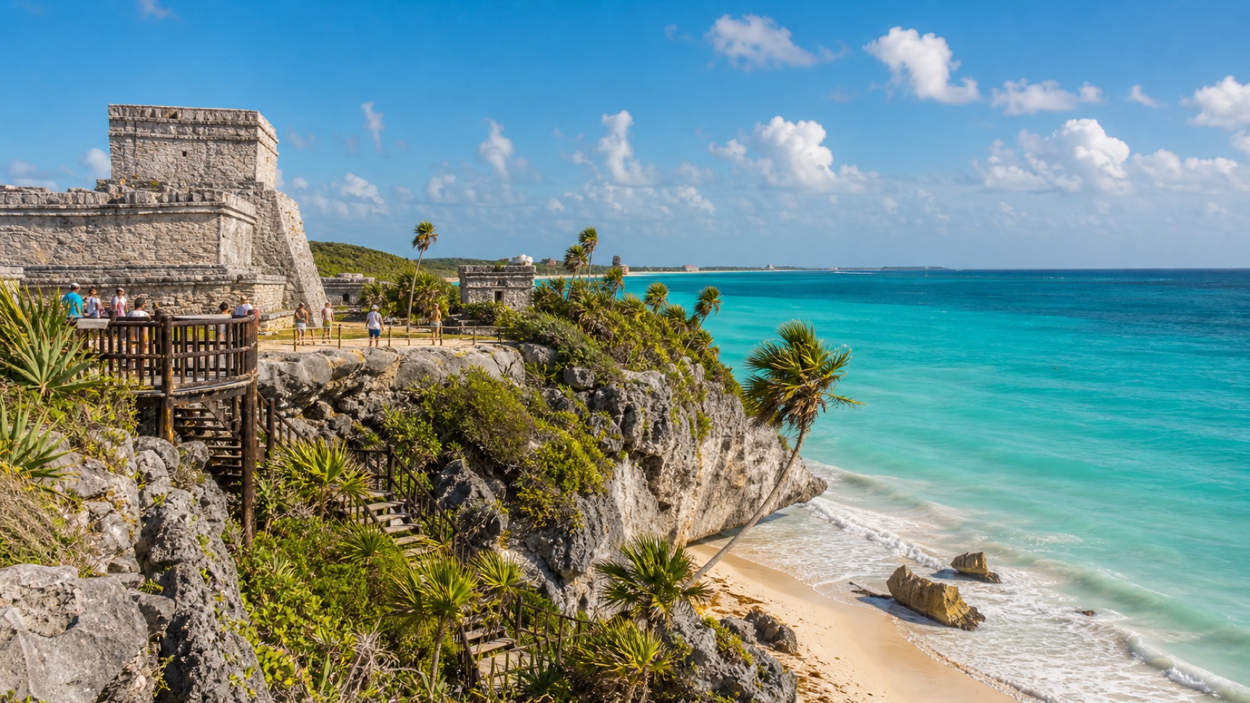 Tulum ruins above the Caribbean Sea